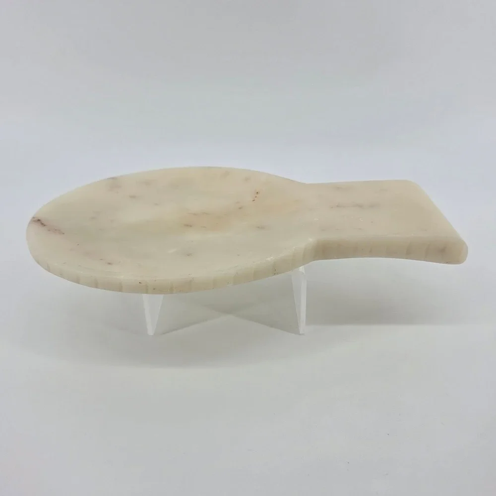Cream Onyx Marble Spoon Rest Hand Carved Polished Natural Stone India XL